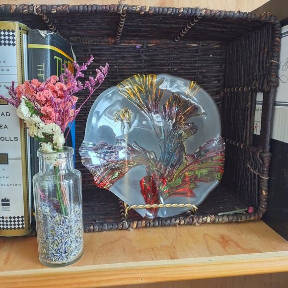 Walther Glas serving dish,  texturized acanthus leaf, Glass, Germany, 1970s - Picture 4 of 7